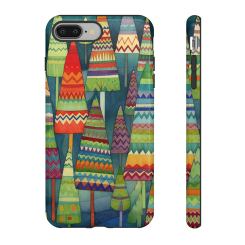 Knitted Christmas Trees - Impact Resistant Phone Case iPhone 8 Plus Glossy